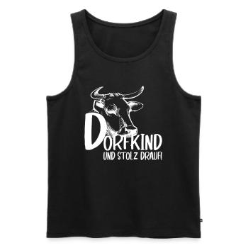 Dorfkind & Stolz drauf Dorfkinder Landwirt Rind - Männer Premium Bio Tank Top - Schwarz - Vorne - Michal (187cm)
