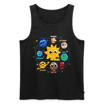 Astronaut Galaxie Planeten Universum Sonnensystem - Männer Premium Bio Tank Top - Schwarz - Vorne - Michal (187cm)
