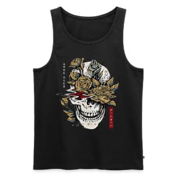Edgy Schädel and Flowers Game Over Goth Vaporwave - Männer Premium Bio Tank Top - Schwarz - Vorne - AI Model Male 178 light (178cm)
