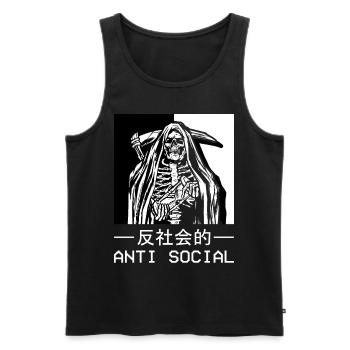 Skelett Sensenmann Antisocial Todesengel - Männer Premium Bio Tank Top - Schwarz - Vorne - AI Model Male 178 light (178cm)