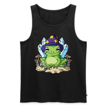 Cottagecore Aesthetic Frog Wizard Hat Mushroom - Men's Premium Organic Tank Top - black - Front - AI Model Male 178 light (178cm)