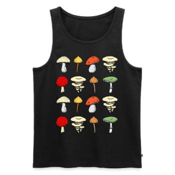 Cottagecore Aestehtic Mushroom Foraging Fungi - Men's Premium Organic Tank Top - black - Front - AI Model Male 178 light (178cm)