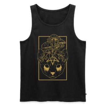 Cottagecore Aesthetic Gothic Katze Dark Academia - Männer Premium Bio Tank Top - Schwarz - Vorne - Michal (187cm)
