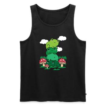 Cottagecore Aesthetic Kawaii Frosch Pile Pilz - Männer Premium Bio Tank Top - Schwarz - Vorne - AI Model Male 178 light (178cm)