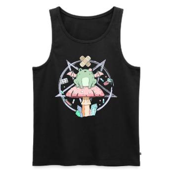 Cottagecore Esthétique Pastel Goth Frog Pentagram - Débardeur bio Premium Homme - noir - Devant - Michal (187cm)