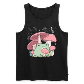 Cottagecore Aesthetic Frog Mushroom Hug - Men's Premium Organic Tank Top - black - Front - AI Model Male 178 light (178cm)