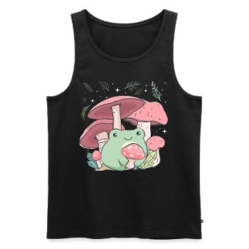 Cottagecore Aesthetic Frog Mushroom Hug - Men's Premium Organic Tank Top - black - Front - AI Model Male 178 light (178cm)