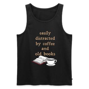 Dark Academia Aesthetic Drôle de café et de livres - Débardeur bio Premium Homme - noir - Devant - AI Model Male 178 light (178cm)