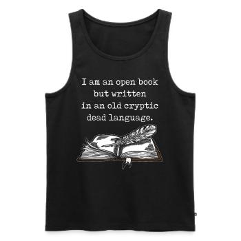 Dark Academia Aesthetic I Am An Open Book Text - Men's Premium Organic Tank Top - black - Front - AI Model Male 178 light (178cm)