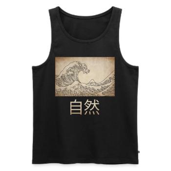 Dark Academia Aesthetic Great Wave Off Kanagawa - Men's Premium Organic Tank Top - black - Front - AI Model Male 178 light (178cm)