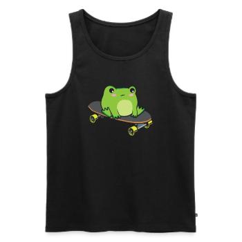 Cottagecore Aesthetic Kawaii Skateboarding Frog - Men's Premium Organic Tank Top - black - Front - Michal (187cm)