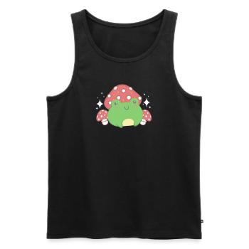 Cottagecore Aesthetic Kawaii Frog Mushroom Hat - Men's Premium Organic Tank Top - black - Front - AI Model Male 178 light (178cm)