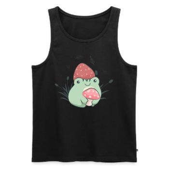 Cottagecore Aesthetic Frog Strawberry Hat Mushroom - Men's Premium Organic Tank Top - black - Front - Michal (187cm)