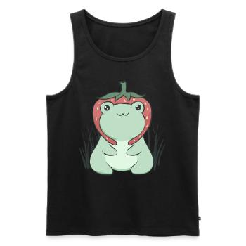 Cottagecore Aesthetic Kawaii Frosch Erdbeere Hut - Männer Premium Bio Tank Top - Schwarz - Vorne - AI Model Male 178 light (178cm)