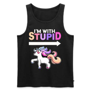 I´m With Stupid - Unicorn - Männer Premium Bio Tank Top - Schwarz - Vorne - AI Model Male 178 light (178cm)