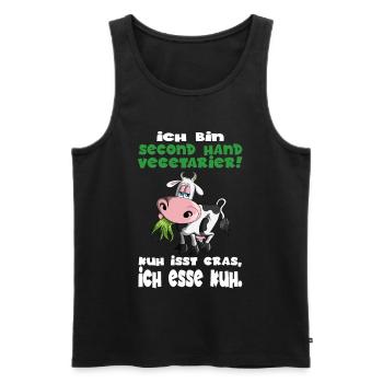 Ich bin second Hand Anti Vegetarier Kühe BBQ Steak - Männer Premium Bio Tank Top - Schwarz - Vorne - Michal (187cm)