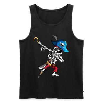 Dabbing Piraten Skelett Augenklappe Piratenschiff - Männer Premium Bio Tank Top - Schwarz - Vorne - AI Model Male 178 light (178cm)