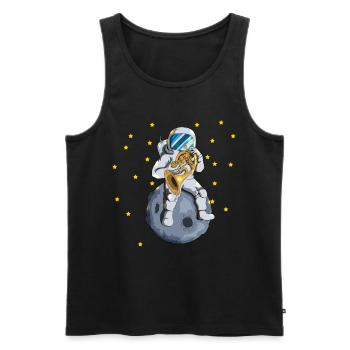 Astronaut Mond Universum Sterne Waldhorn Blasmusik - Männer Premium Bio Tank Top - Schwarz - Vorne - Michal (187cm)