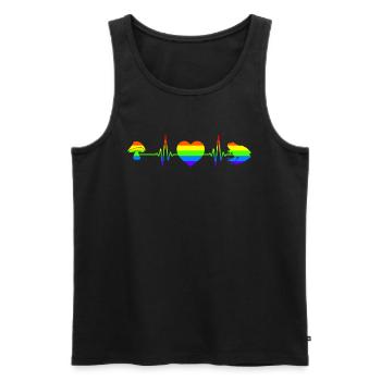 Cottagecore Aesthetic Gay Pride Herzschlag Frosch - Männer Premium Bio Tank Top - Schwarz - Vorne - Michal (187cm)