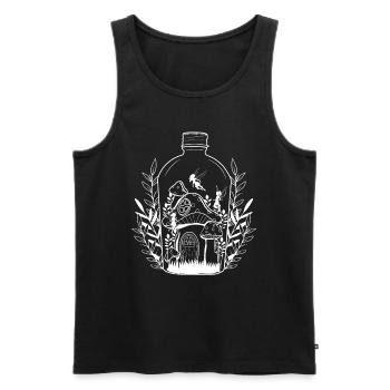 Cottagecore Aesthetic Bottle Mushroom House Fairy - Men's Premium Organic Tank Top - black - Front - Michal (187cm)