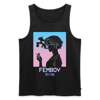 Femboy Anime Boy Vaporwave Aesthetic Pastel Goth - Männer Premium Bio Tank Top - Schwarz - Vorne - AI Model Male 178 light (178cm)