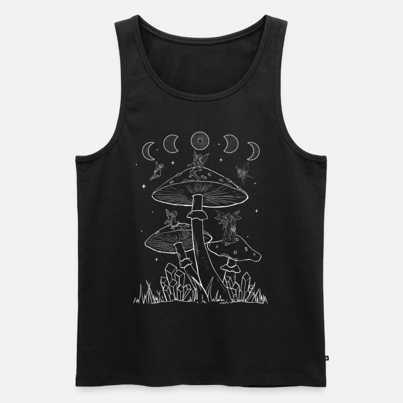 Fairycore Aesthetic Feen-Pilz-Mond-Phasen - Männer Premium Bio Tank Top - Schwarz