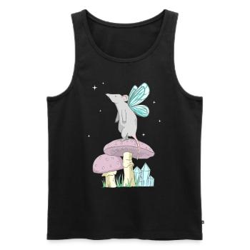 Fairycore Aesthetic Fairy Mouse on a Mushroom - Men's Premium Organic Tank Top - black - Front - AI Model Male 178 light (178cm)