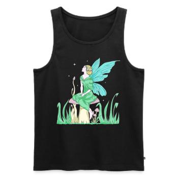 Fairycore Esthétique Elfe Fée sur un champignon - Débardeur bio Premium Homme - noir - Devant - AI Model Male 178 light (178cm)