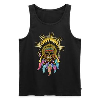Dream Catcher Skull Chief - Men's Premium Organic Tank Top - black - Front - Michal (187cm)