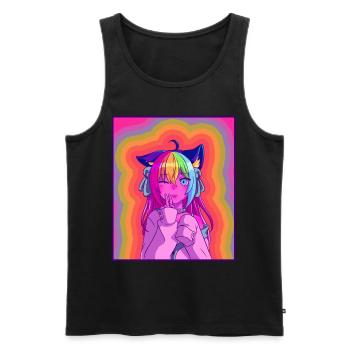 Kidcore Aesthetic Kawaii Anime Girl 90s Nostalgia - Men's Premium Organic Tank Top - black - Front - AI Model Male 178 light (178cm)