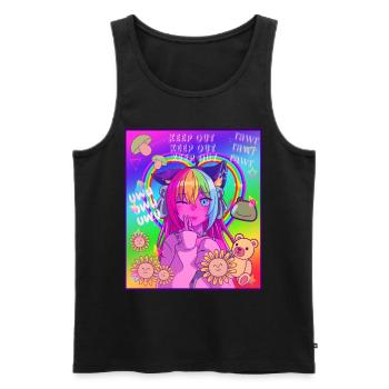 Kidcore Aesthetic Vaporwave Anime Girl Neko UWU - Männer Premium Bio Tank Top - Schwarz - Vorne - AI Model Male 178 light (178cm)