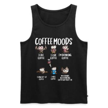 Cooffee Mood Eule Kaffee Trinker Cappuccino - Männer Premium Bio Tank Top - Schwarz - Vorne - AI Model Male 178 light (178cm)
