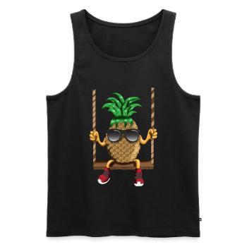 Swinging Pineapple Swing Beach Sun Wrestler - Men's Premium Organic Tank Top - black - Front - AI Model Male 178 light (178cm)