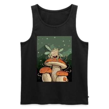 Cottagecore Aesthetic Fairy Frog on Mushroom - Men's Premium Organic Tank Top - black - Front - AI Model Male 178 light (178cm)