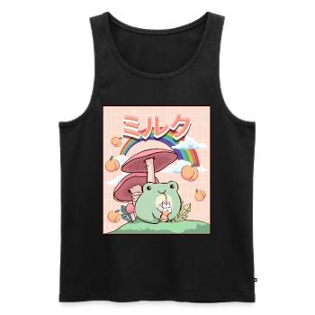Cottagecore Esthétique Kawaii Frog Peach Milk - Débardeur bio Premium Homme - noir - Devant - AI Model Male 178 light (178cm)
