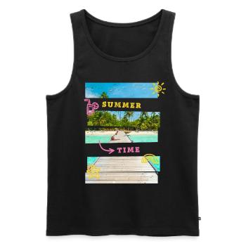 Été Sun Beach Sea Palm Voyage de vacances - Débardeur bio Premium Homme - noir - Devant - Michal (187cm)