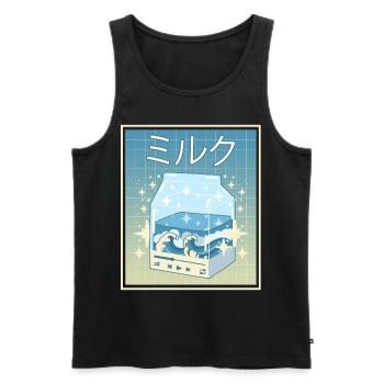 Kawaii Milch Kanagawa-Welle Lofi Aesthetic - Männer Premium Bio Tank Top - Schwarz - Vorne - AI Model Male 178 light (178cm)
