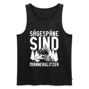 Sägespäne sind Männerglitzer - Männer Premium Bio Tank Top - Schwarz - Vorne - Michal (187cm)