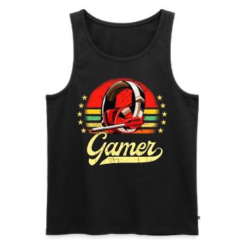 Vintage Gaming Videospiele Zocker Retro Zocken - Männer Premium Bio Tank Top - Schwarz - Vorne - AI Model Male 178 light (178cm)