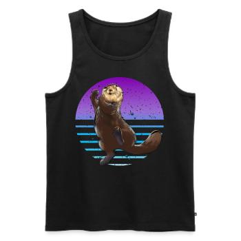 Otter Retro - Männer Premium Bio Tank Top - Schwarz - Vorne - AI Model Male 178 light (178cm)