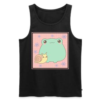 Cottagecore Aesthetic Kawaii Frosch Schnecke Gesch - Männer Premium Bio Tank Top - Schwarz - Vorne - AI Model Male 178 light (178cm)