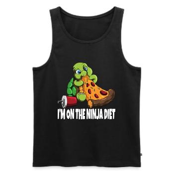 Pizza Turtle Fun Funny Diets Design - Débardeur bio Premium Homme - noir - Devant - Michal (187cm)