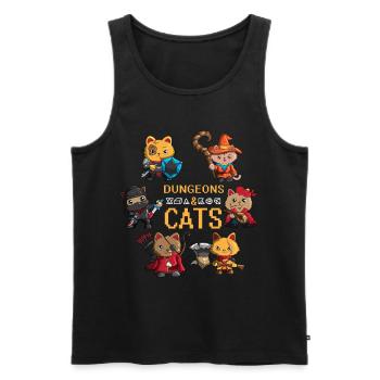 Propriétaire de chat Donjons Chats Stubentiger Chat domestique - Débardeur bio Premium Homme - noir - Devant - Michal (187cm)