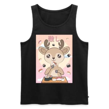 Japanese Aesthetic Cute Kawaii Hirsche Sushi Gesch - Männer Premium Bio Tank Top - Schwarz - Vorne - AI Model Male 178 light (178cm)