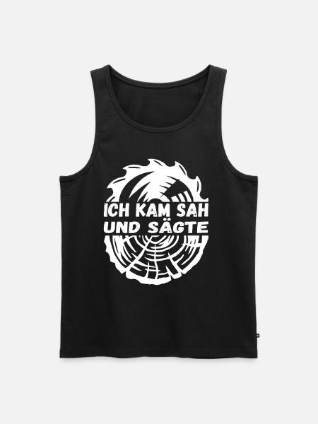 Ich kam sah und sägte - Männer Premium Bio Tank Top - Schwarz