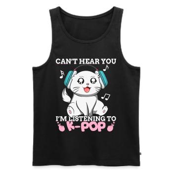 Kpop Kawaii Cat J’écoute de la musique K-pop Ges - Débardeur bio Premium Homme - noir - Devant - AI Model Male 178 light (178cm)