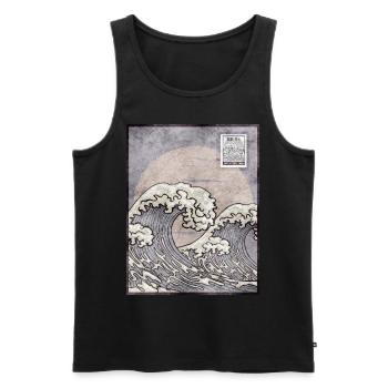Esthétique japonaise Kanagawa Wave timbre-poste G - Débardeur bio Premium Homme - noir - Devant - Michal (187cm)