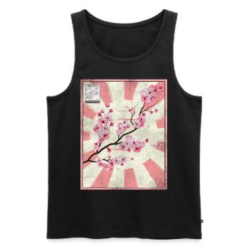 Timbre-poste japonais esthétique en fleurs de cerisier Ges - Débardeur bio Premium Homme - noir - Devant - AI Model Male 178 light (178cm)