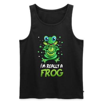 Grenouille Je suis vraiment une grenouille Crapauds Coeur Élevage de grenouilles - Débardeur bio Premium Homme - noir - Devant - AI Model Male 178 light (178cm)