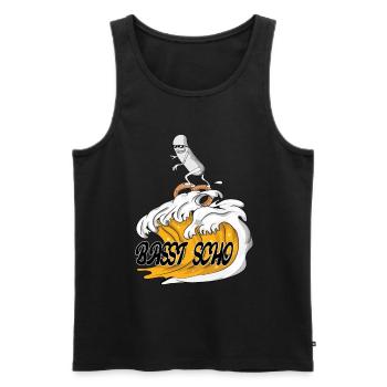 Hefeweizen Welle mit Surfende Weißwurst basst scho - Men's Premium Organic Tank Top - black - Front - AI Model Male 178 light (178cm)